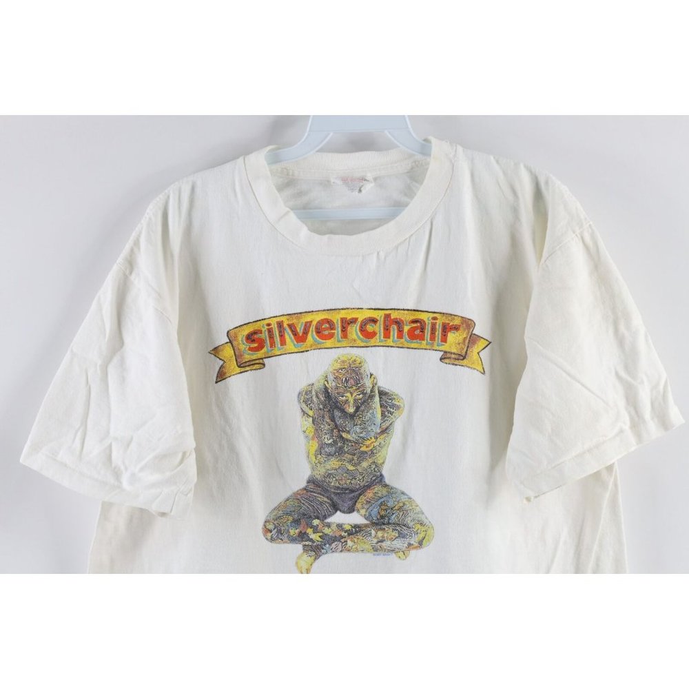 Vintage 90s Mens Size Large Silverchair Grunge Rock Band Tour T-Shirt White USA - Picture 2 of 7